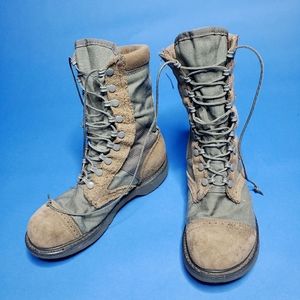 Suede leather combat boots